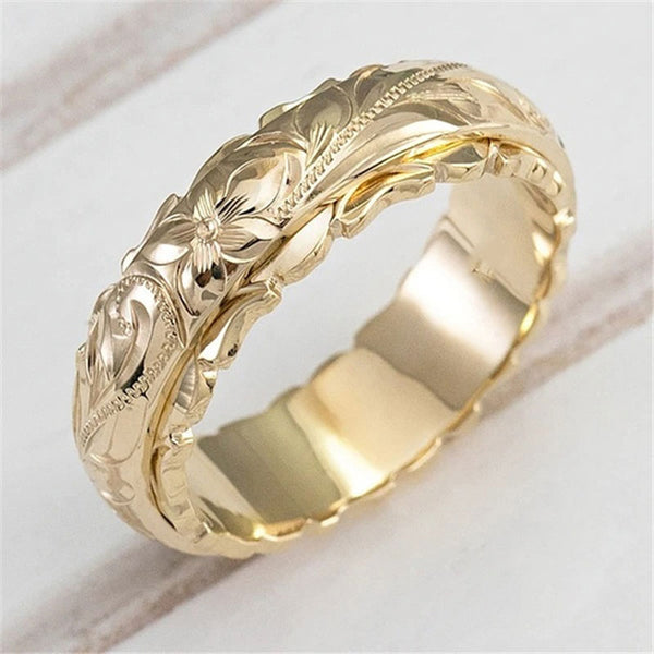 Vintage Gold Wedding Rings for Women Creative Rose Flower Promise Women's Rings